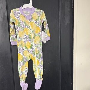 Magnolia Kids Footie with Lemon and Floral Design - Yellow and Lavender
